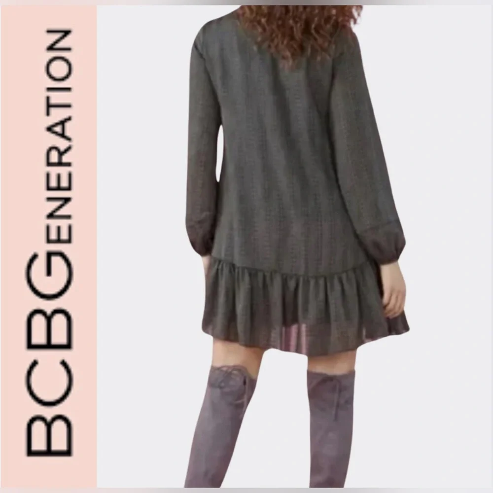 🌿 NWT BCBGeneration Emma Drop Waist Mini Dress – Dark Olive – Size Large - Picture 3 of 4